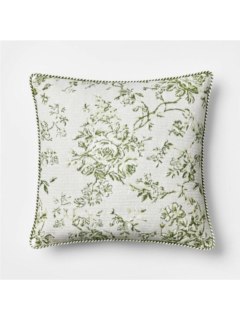 NEW! Threshold w/Studio McGee-Oversized Square Floral Jacquard Pillow Green 24”